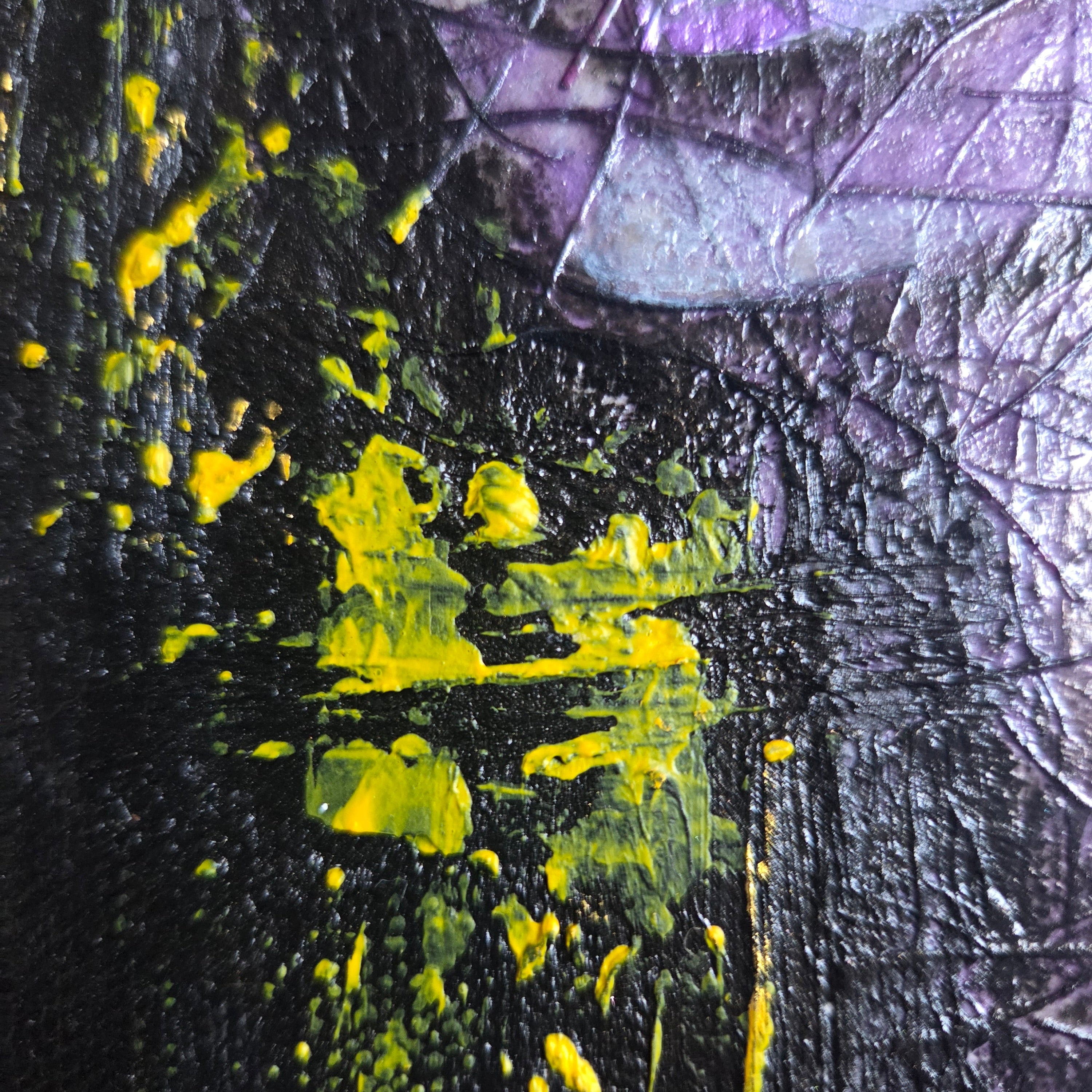 Abstract art with yellow splashes on a dark background