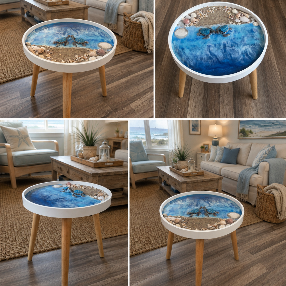 You & Me by the Sea|Resin Beach Accent Table