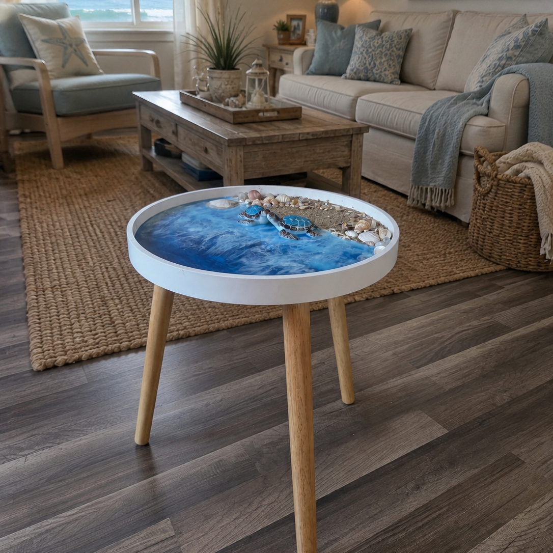 You & Me by the Sea|Resin Beach Accent Table