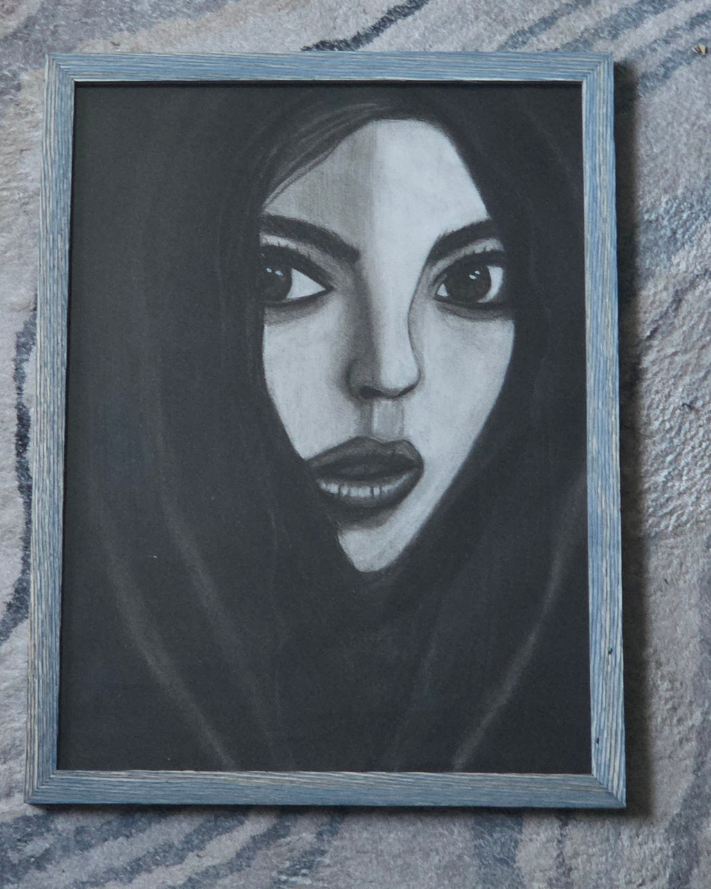The Woman in The Black Shawl -Original Charcoal Artwork
