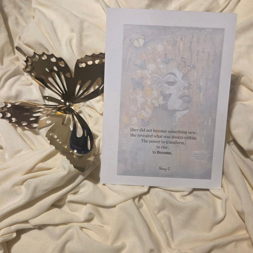  5x7 art print card with a reflection text on an ivory sheet