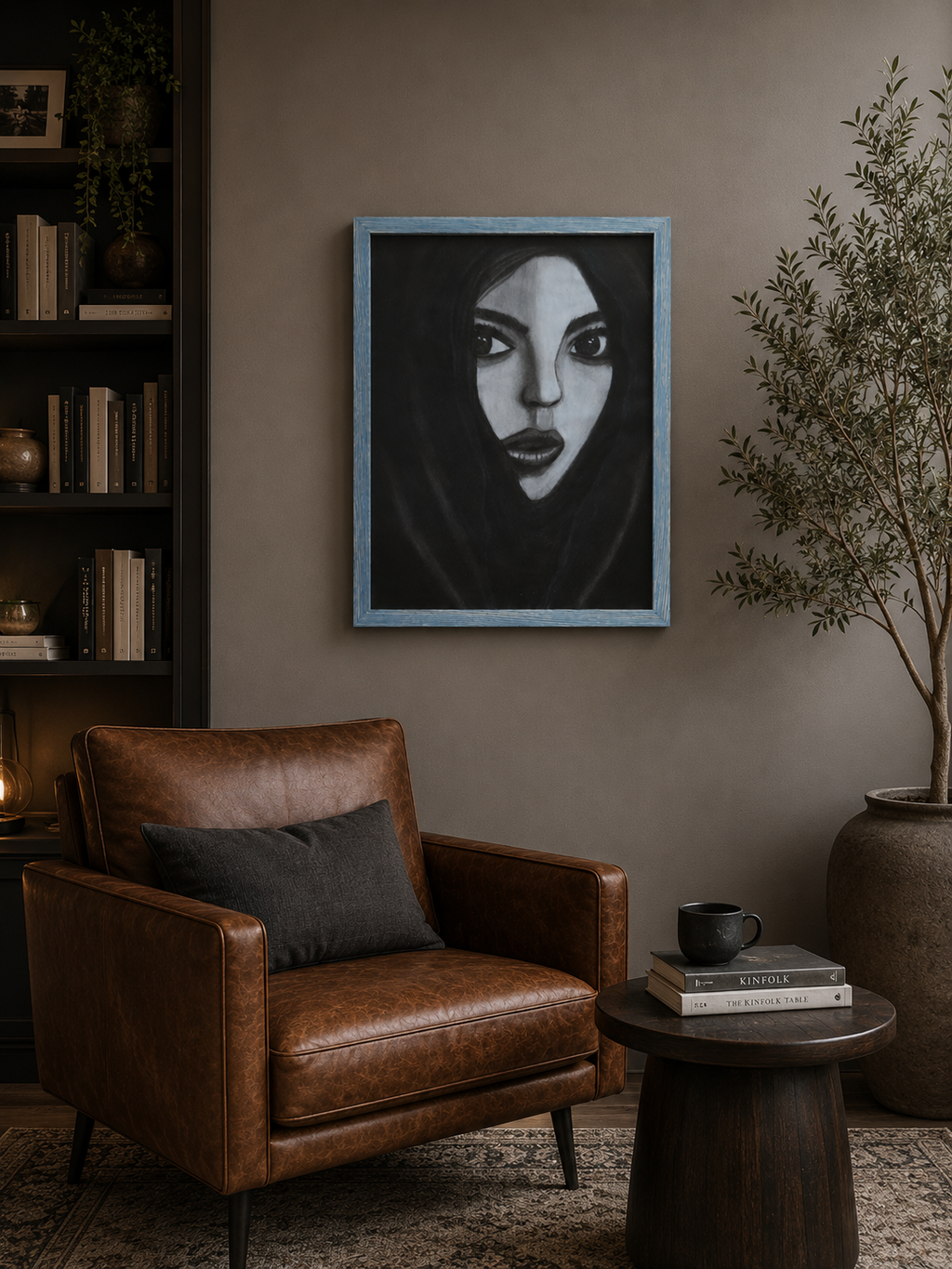 The Woman in The Black Shawl -Original Charcoal Artwork
