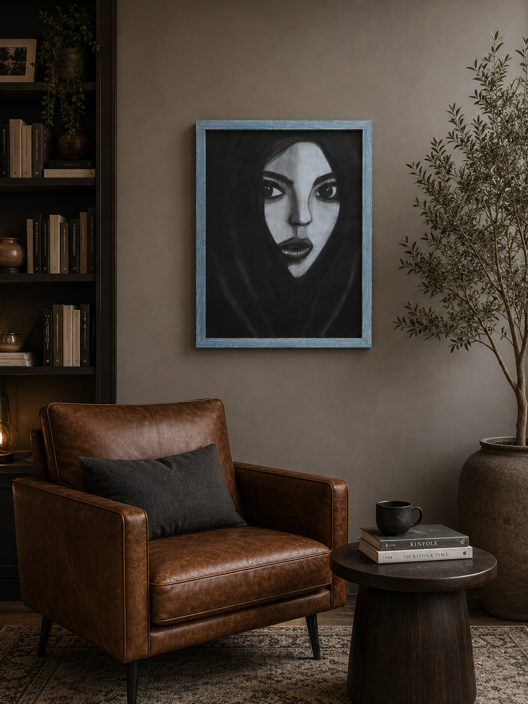 The Woman in The Black Shawl -Original Charcoal Artwork