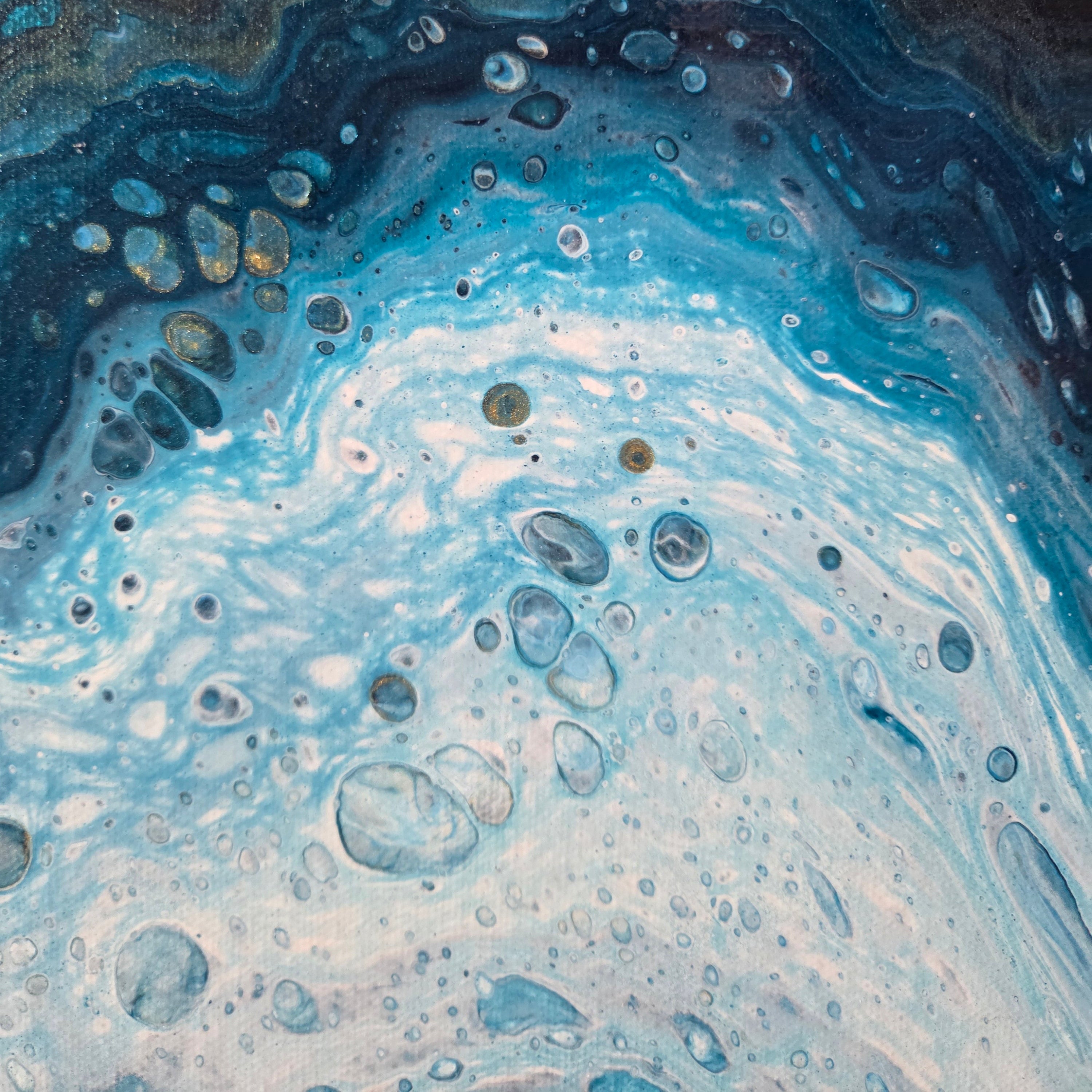 Abstract art with blue and white colors.