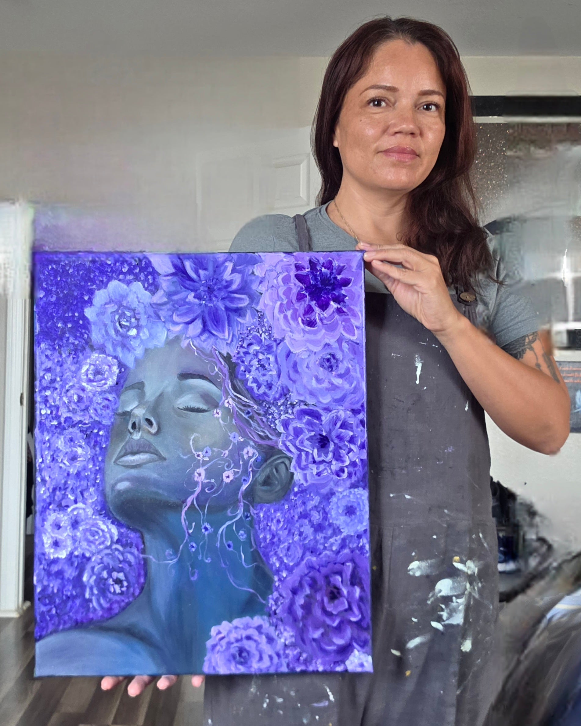 Dreaming in Dahlias | Original Acrylic & Oil Artwork